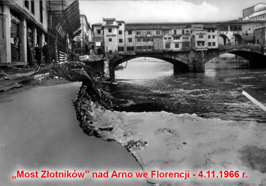"Most złotników" nad Arno we Florencji - 4.11.1966 r.
