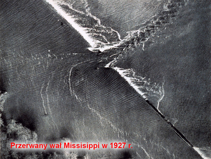 Przerwany wał Mississippi w 1927 r.